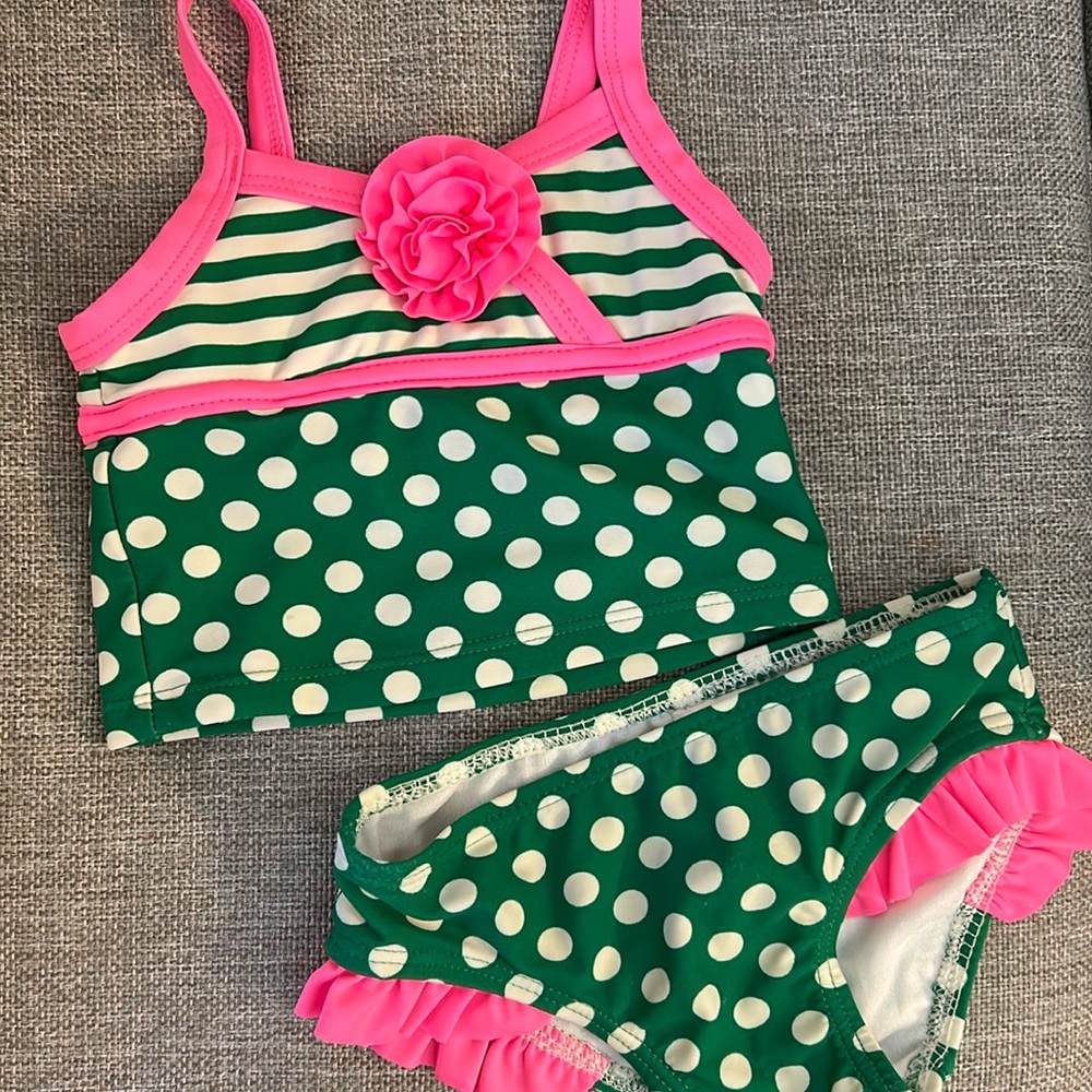Green Polka Dot 2 Piece Bathing Suit